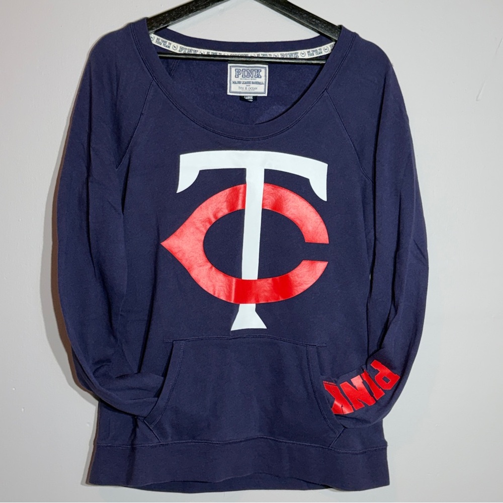 PINK Victoria’s Secret Minnesota Twins Sweatshirt L Navy MLB Crewneck Pullover